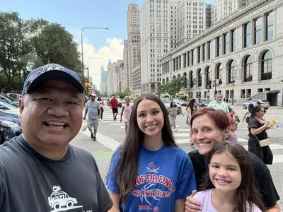 Santos family on Michigan Avenue, Chicago