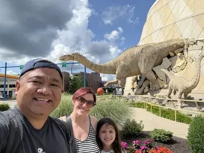 Santos family at a dinosaur museum